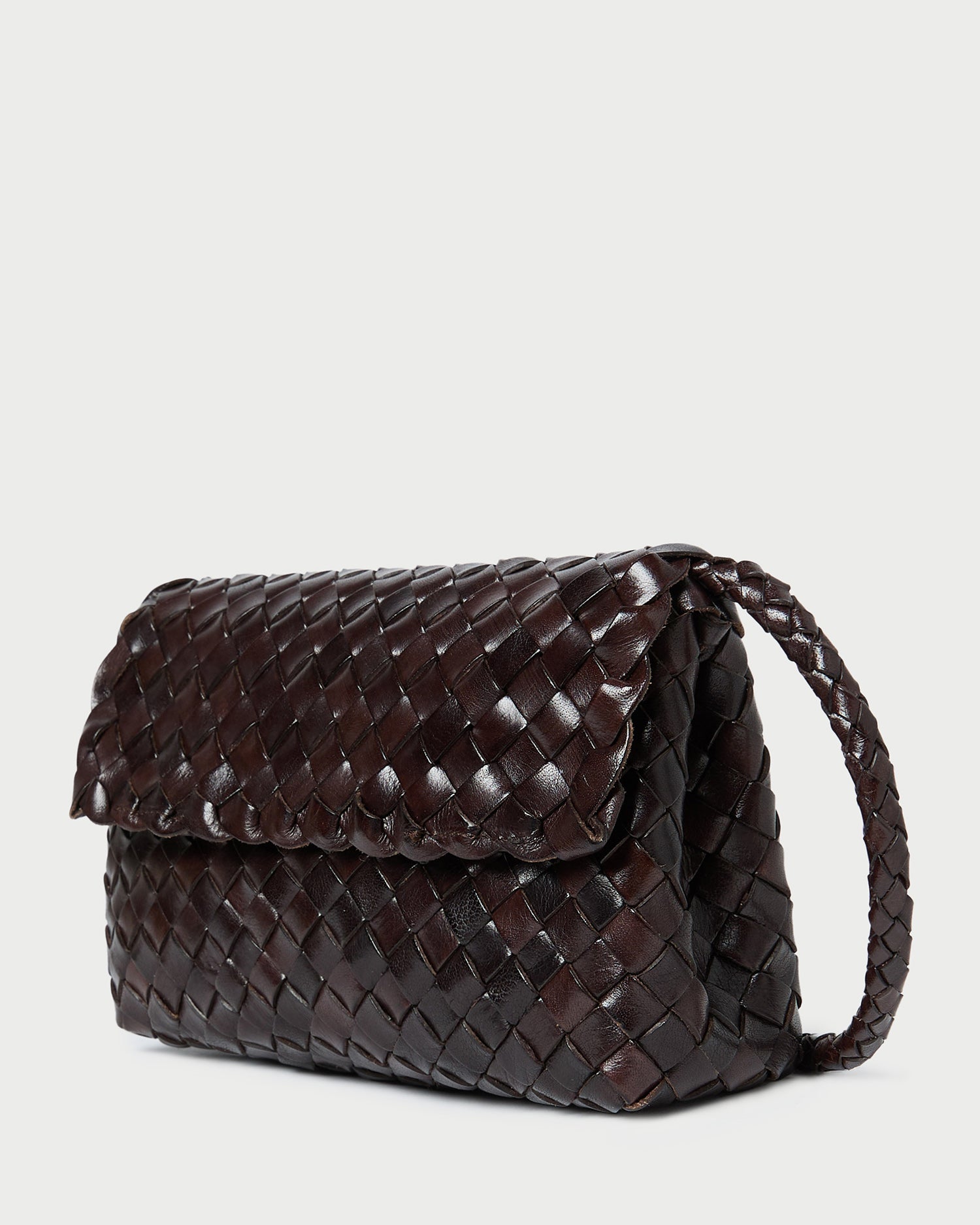 Vinnie Chocolate Woven Leather Crossbody
