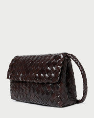 Vinnie Chocolate Woven Leather Crossbody