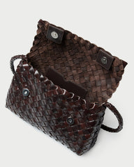 Vinnie Chocolate Woven Leather Crossbody