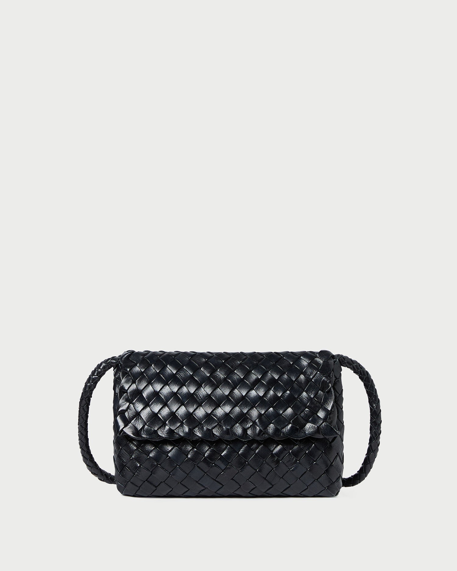 Vinnie Black Woven Leather Crossbody