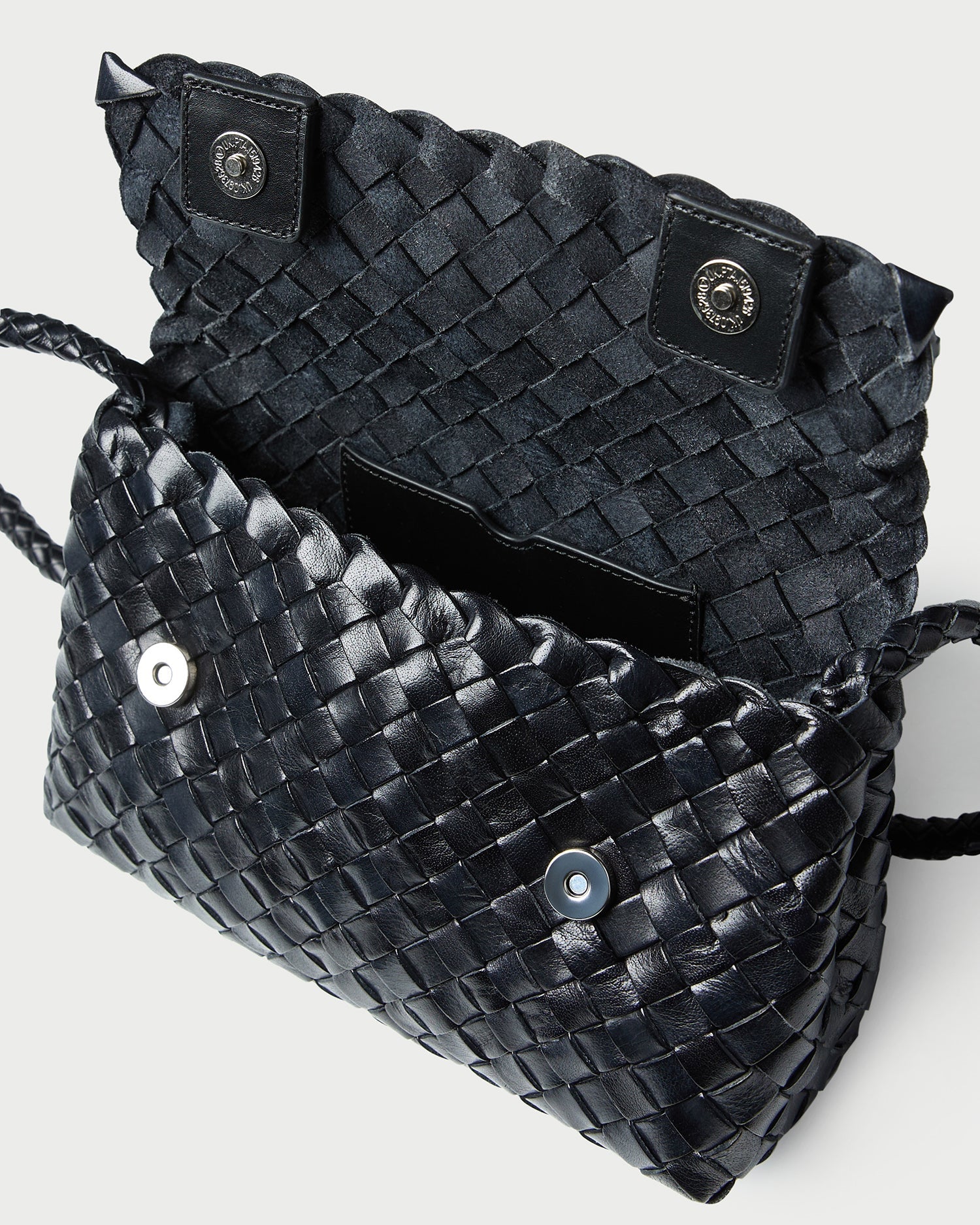 Vinnie Black Woven Leather Crossbody