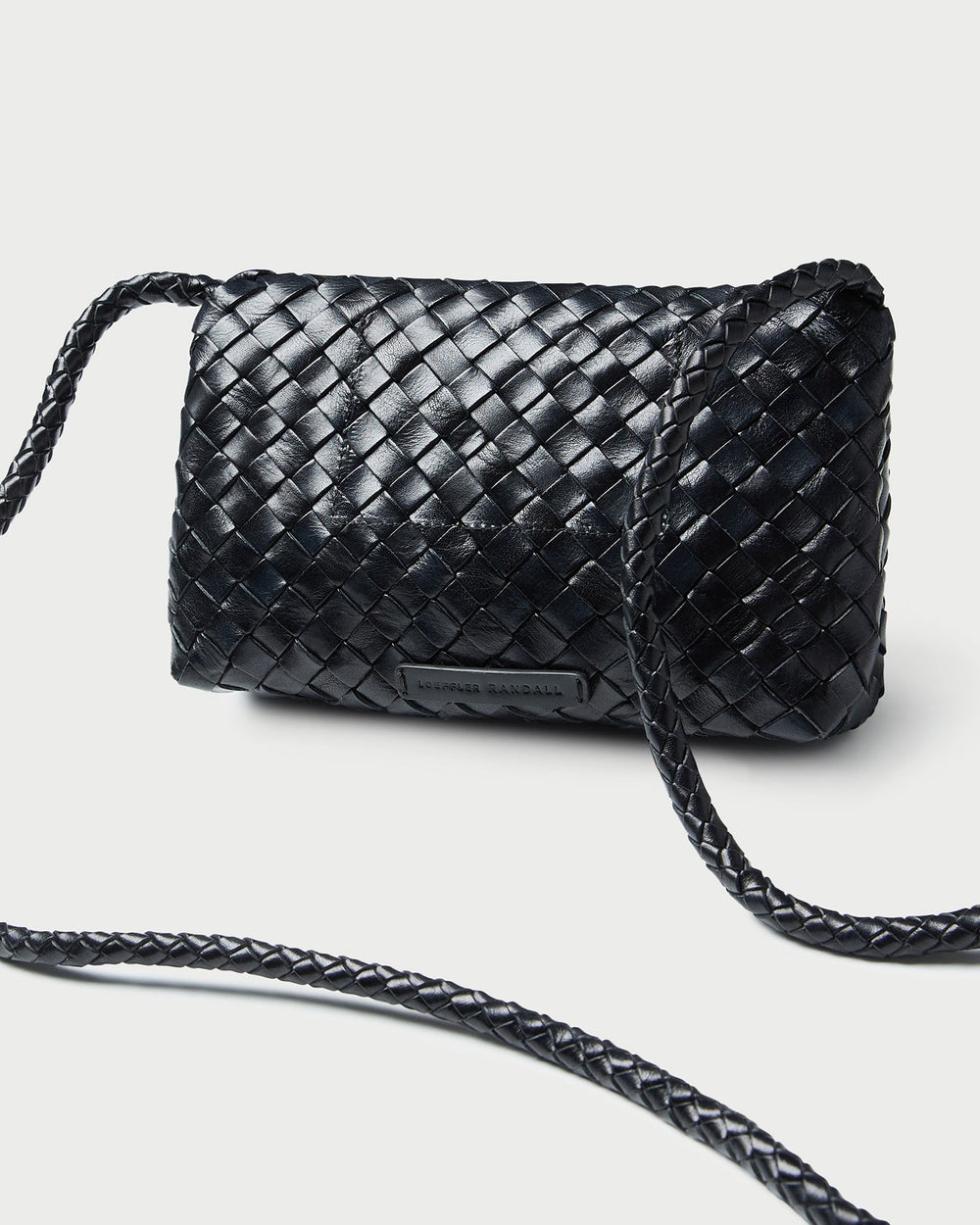 Vinnie Black Woven Leather Crossbody