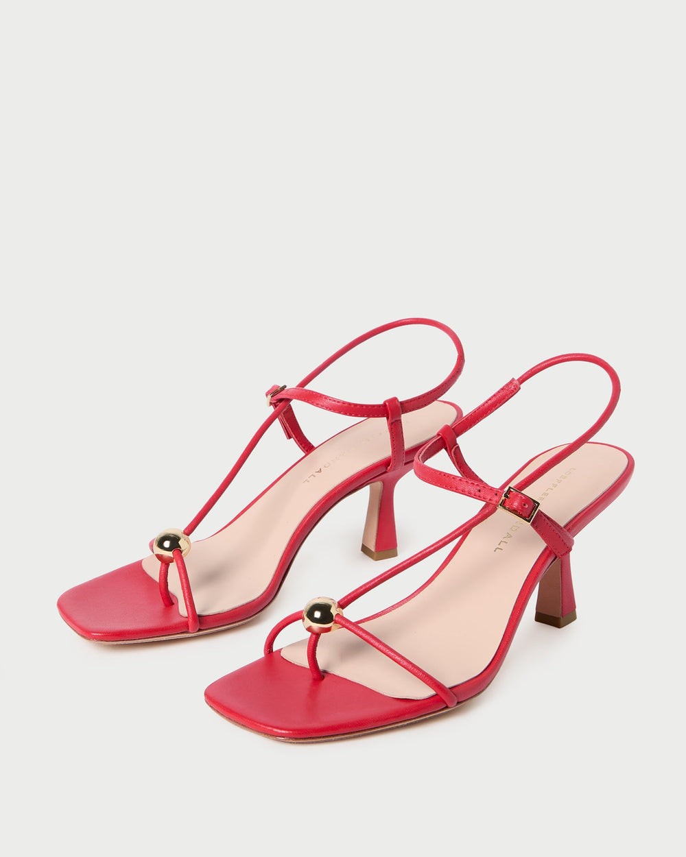 Triana Red Leather Mid-Heel Sandal
