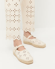 Clover Natural Embroidered Espadrille