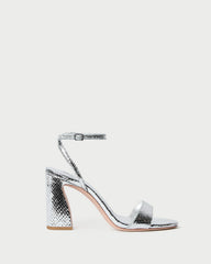 Malia Silver Snake Embossed Sandal