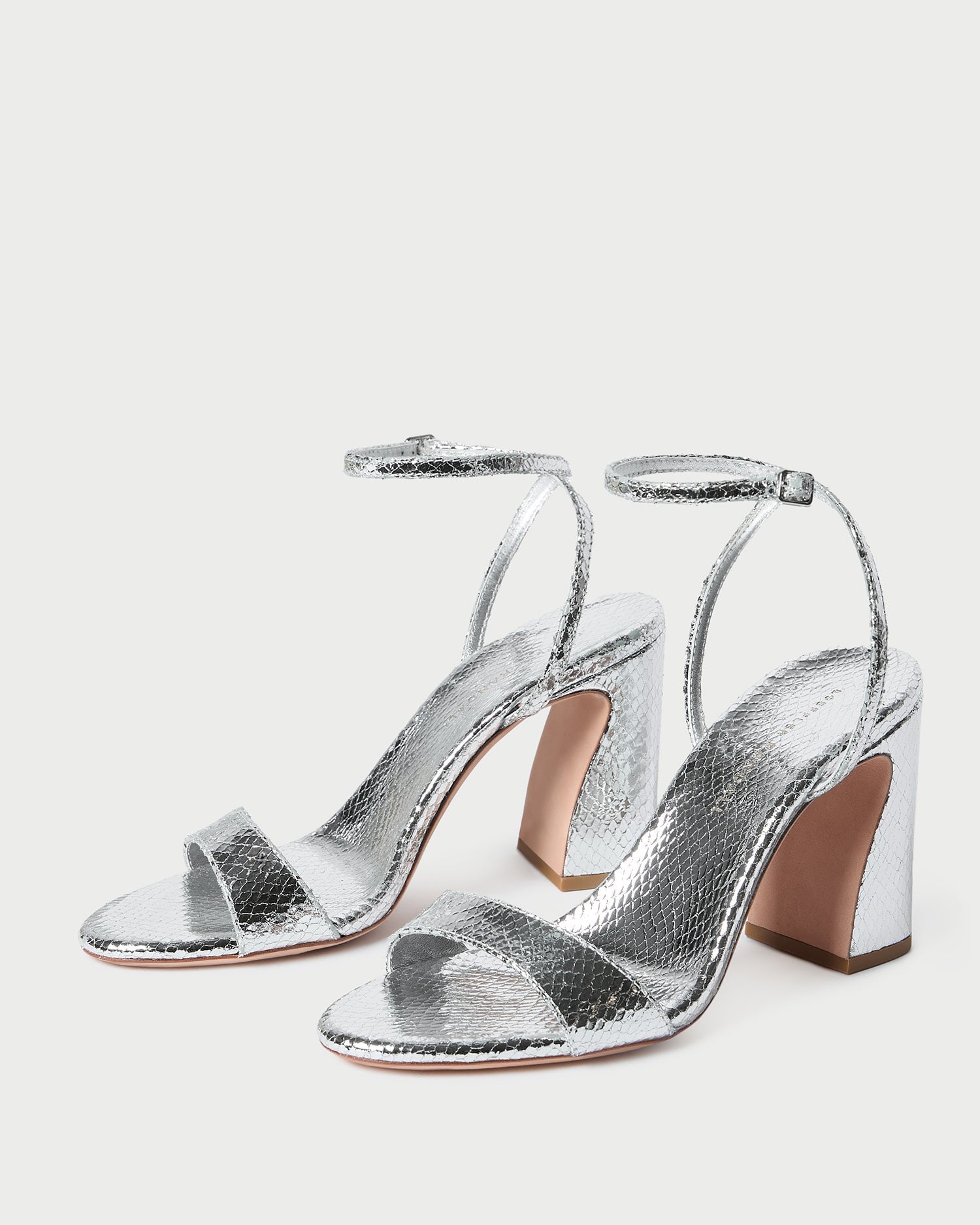Malia Silver Snake Embossed Sandal