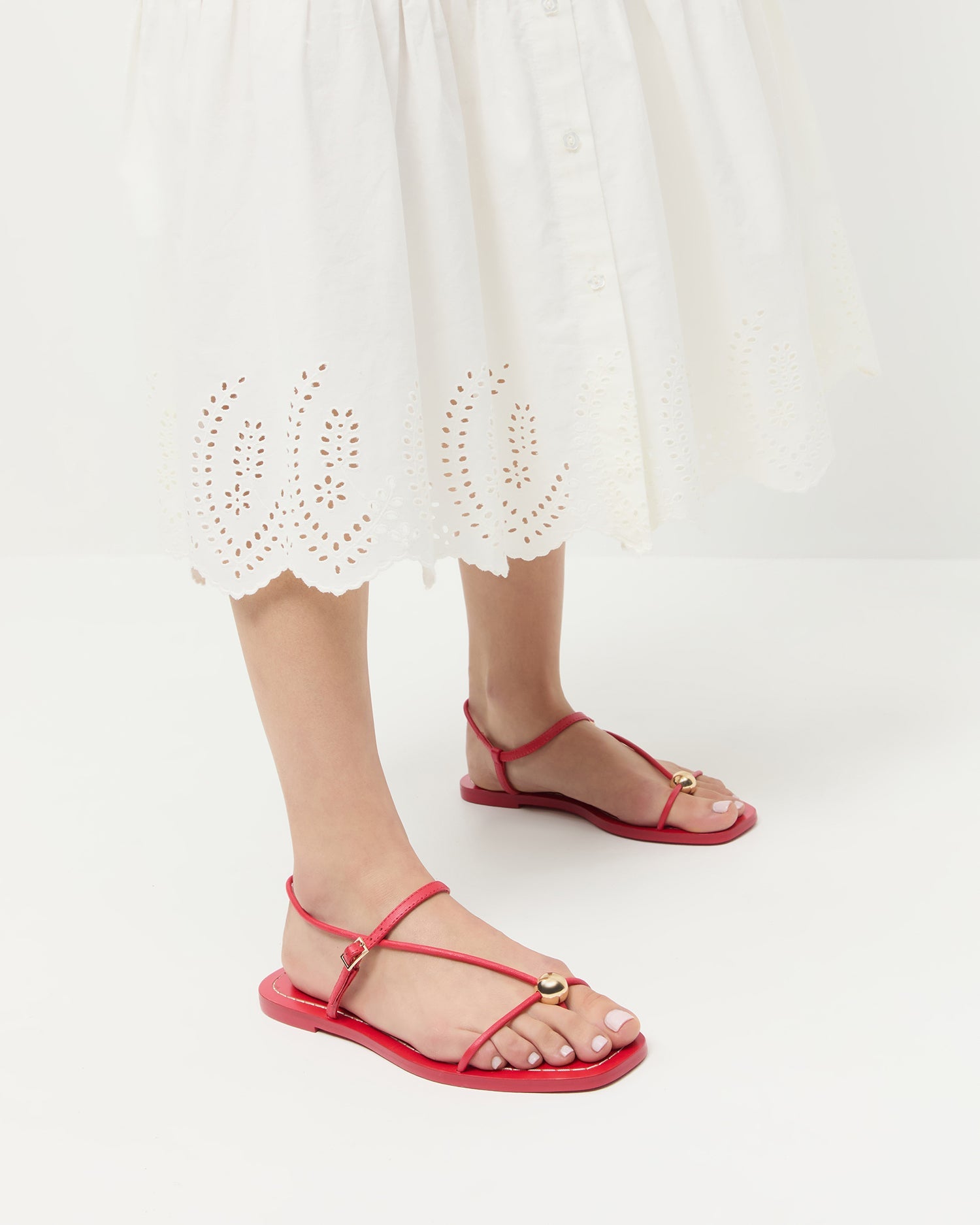Lara Red Leather Sandal