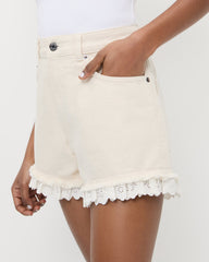 Kay Lace-Trimmed Denim Shorts