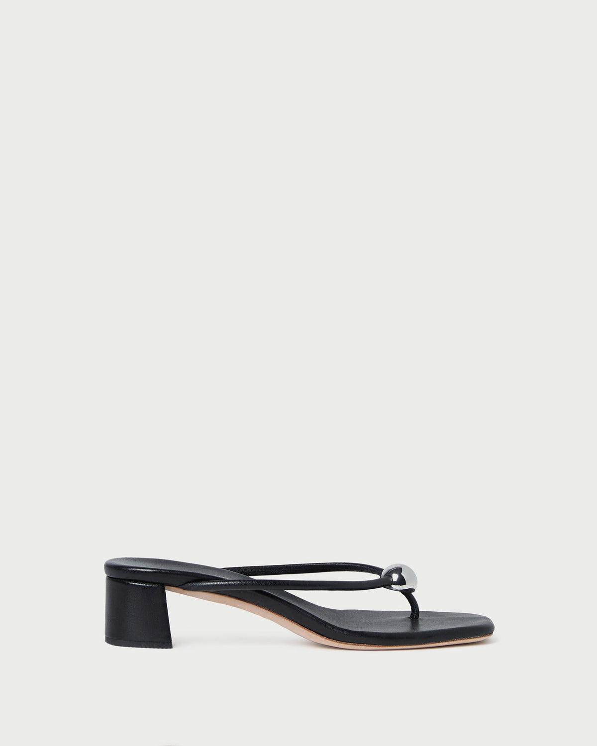 Odessa Black Leather Heeled Sandal