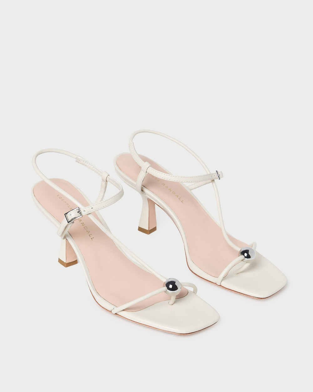 Triana White Leather Mid-Heel Sandal