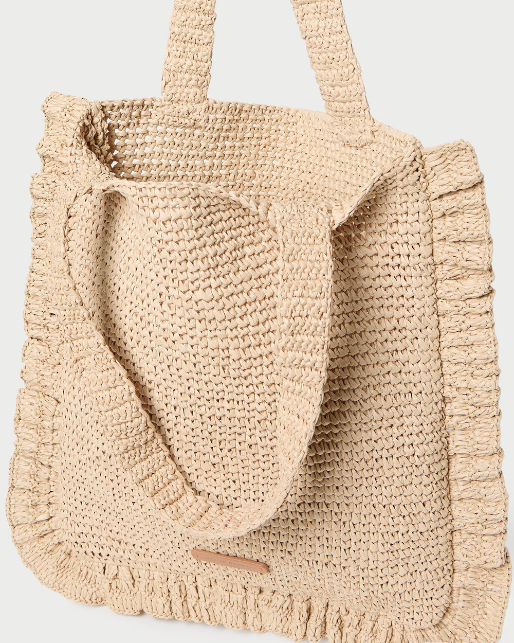 Justine Natural Crochet Ruffle Tote