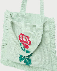 Justine Mint Crochet Ruffle Tote