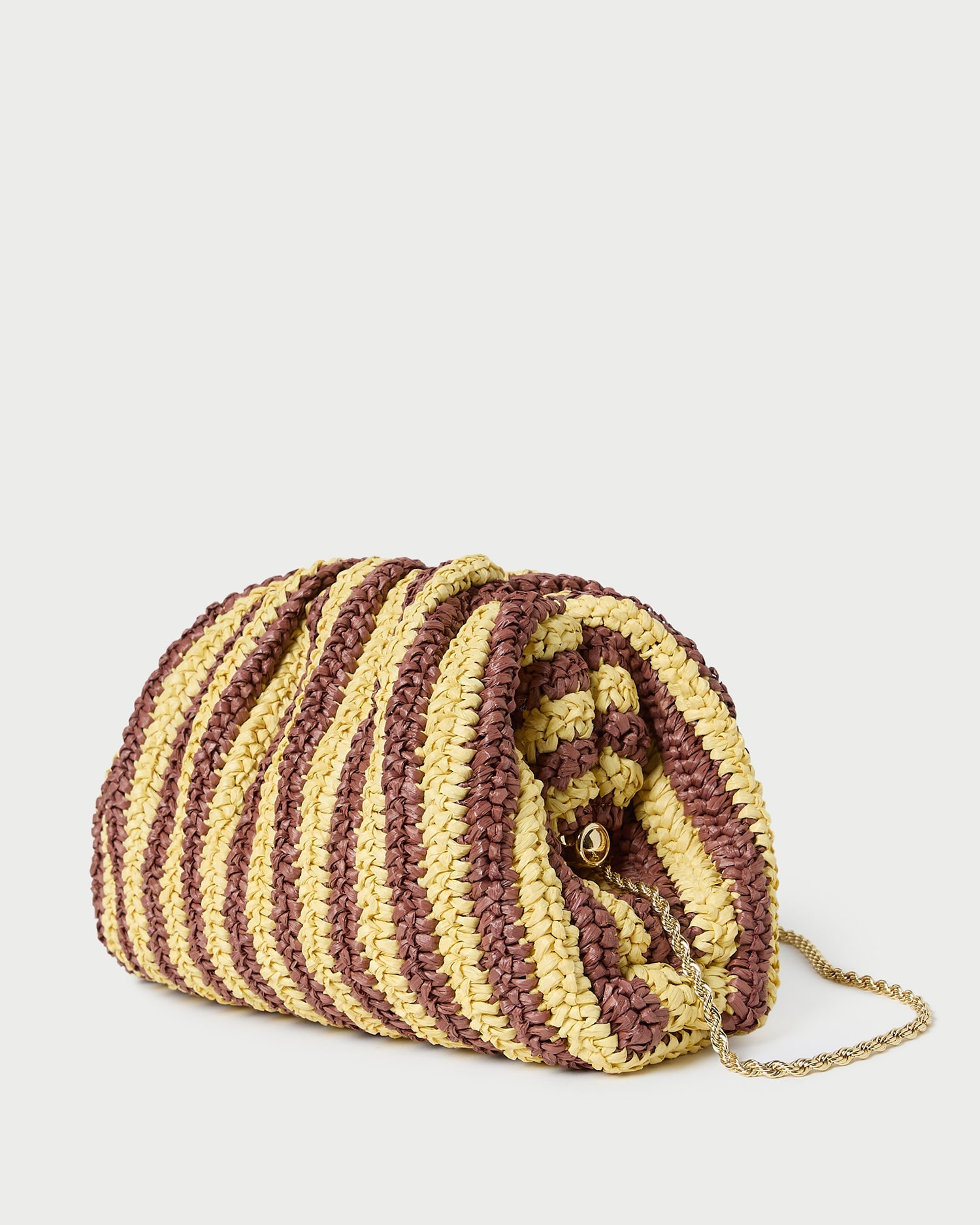 Bailey Brown/Butter Stripe Dome Clutch