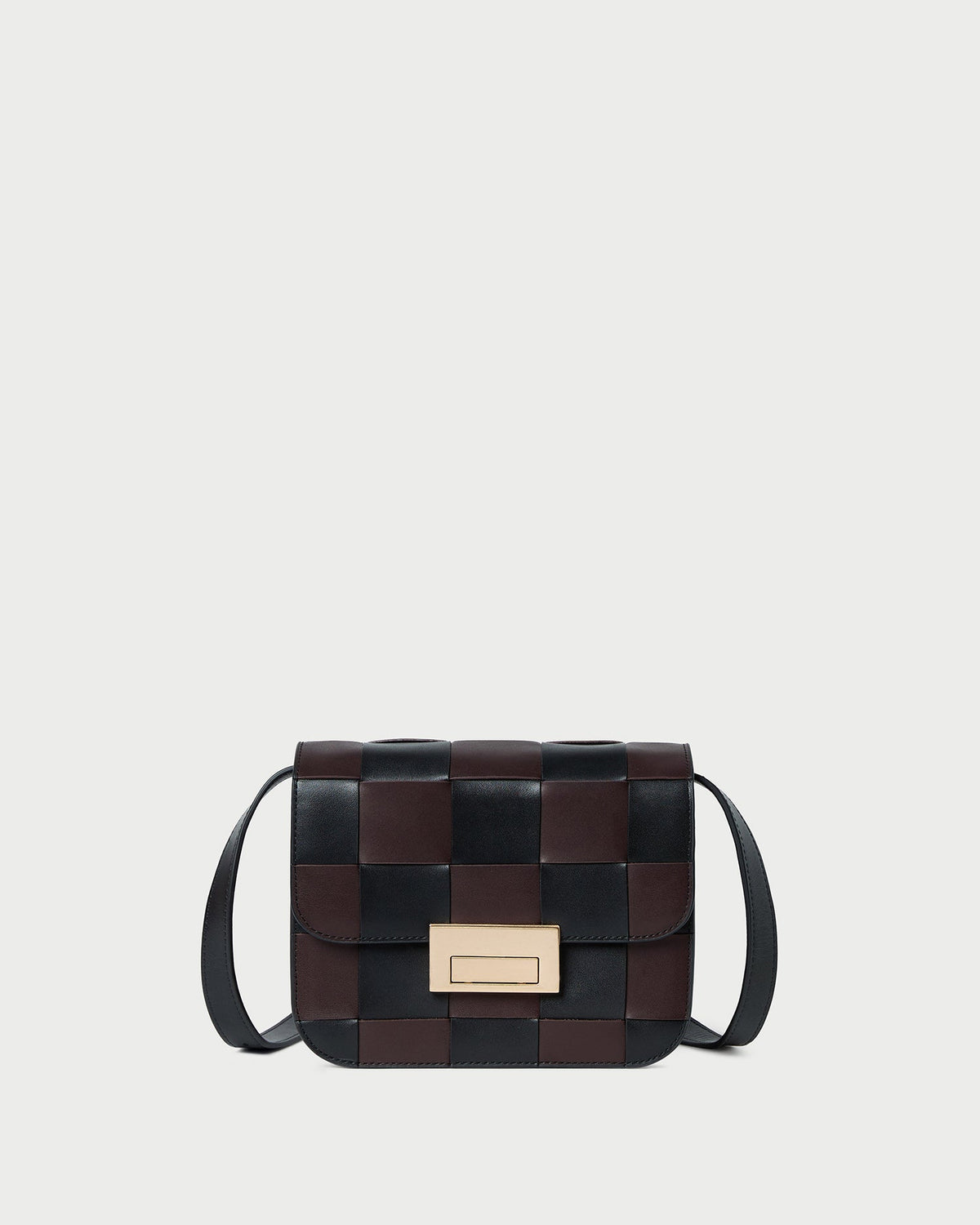 Desi Black/Espresso Woven Leather Crossbody