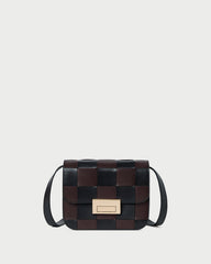 Desi Black/Espresso Woven Leather Crossbody