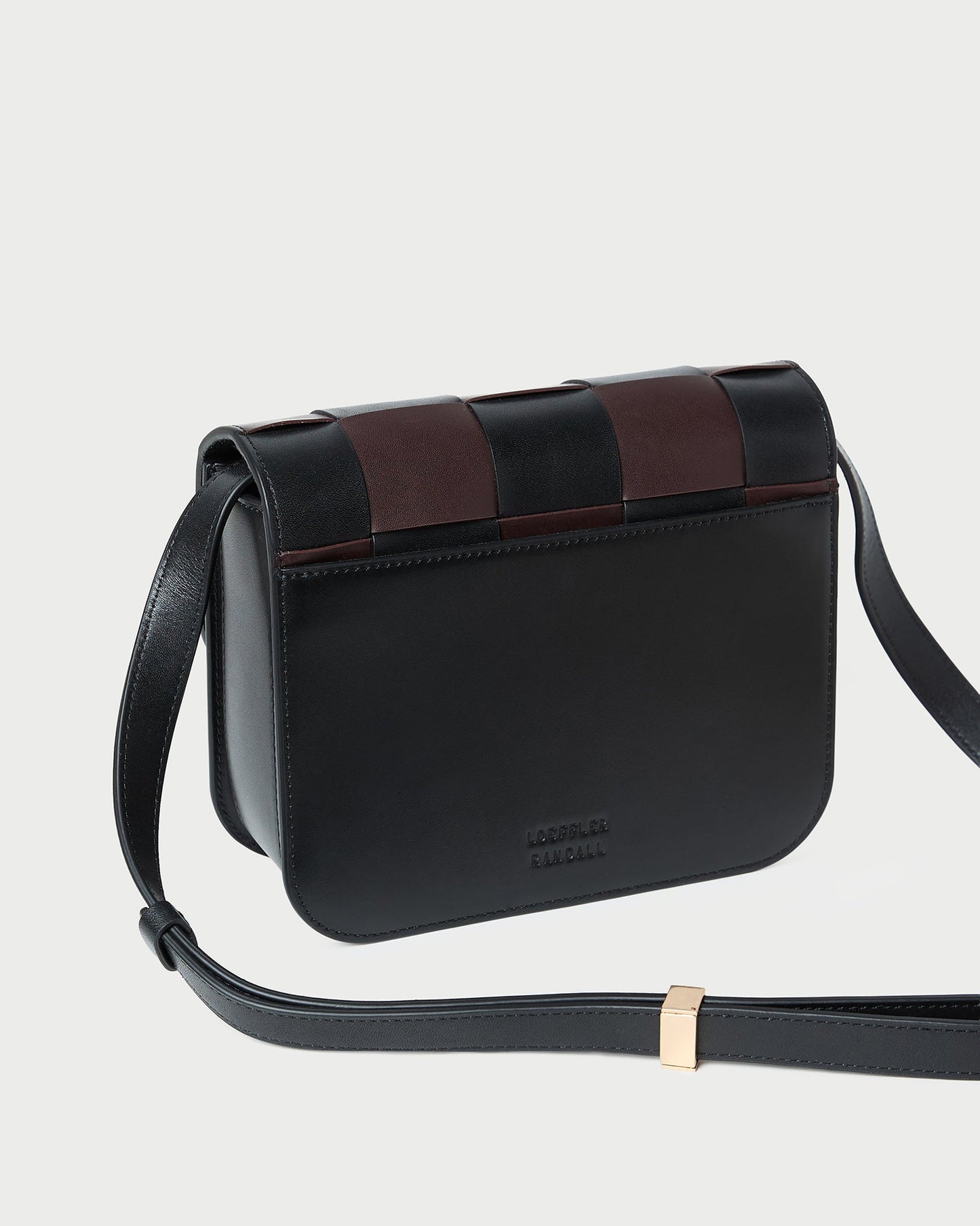 Desi Black/Espresso Woven Leather Crossbody