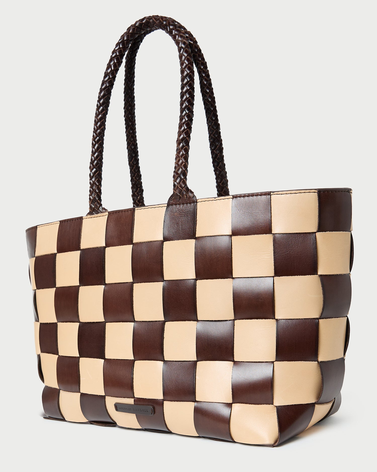 Klara Brown/Butter Woven Leather Tote