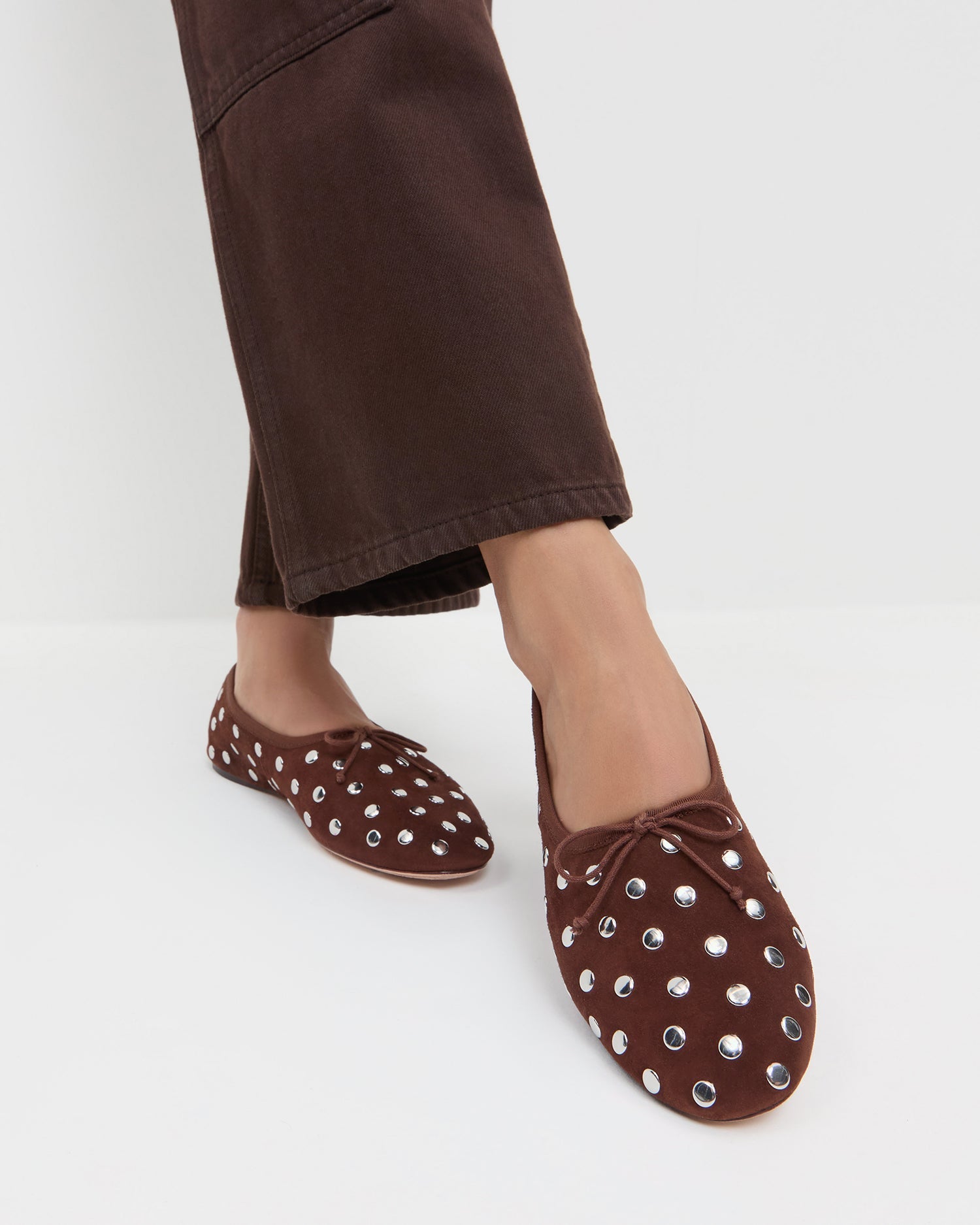 Landon Espresso/Silver Suede Ballet Flat