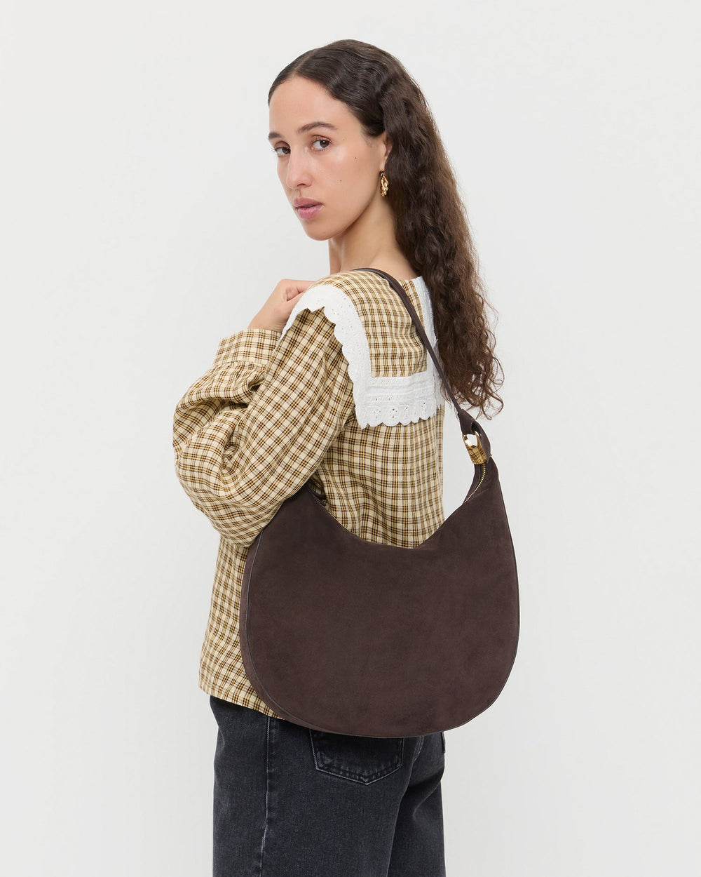 Morgan Brown Suede Shoulder Bag
