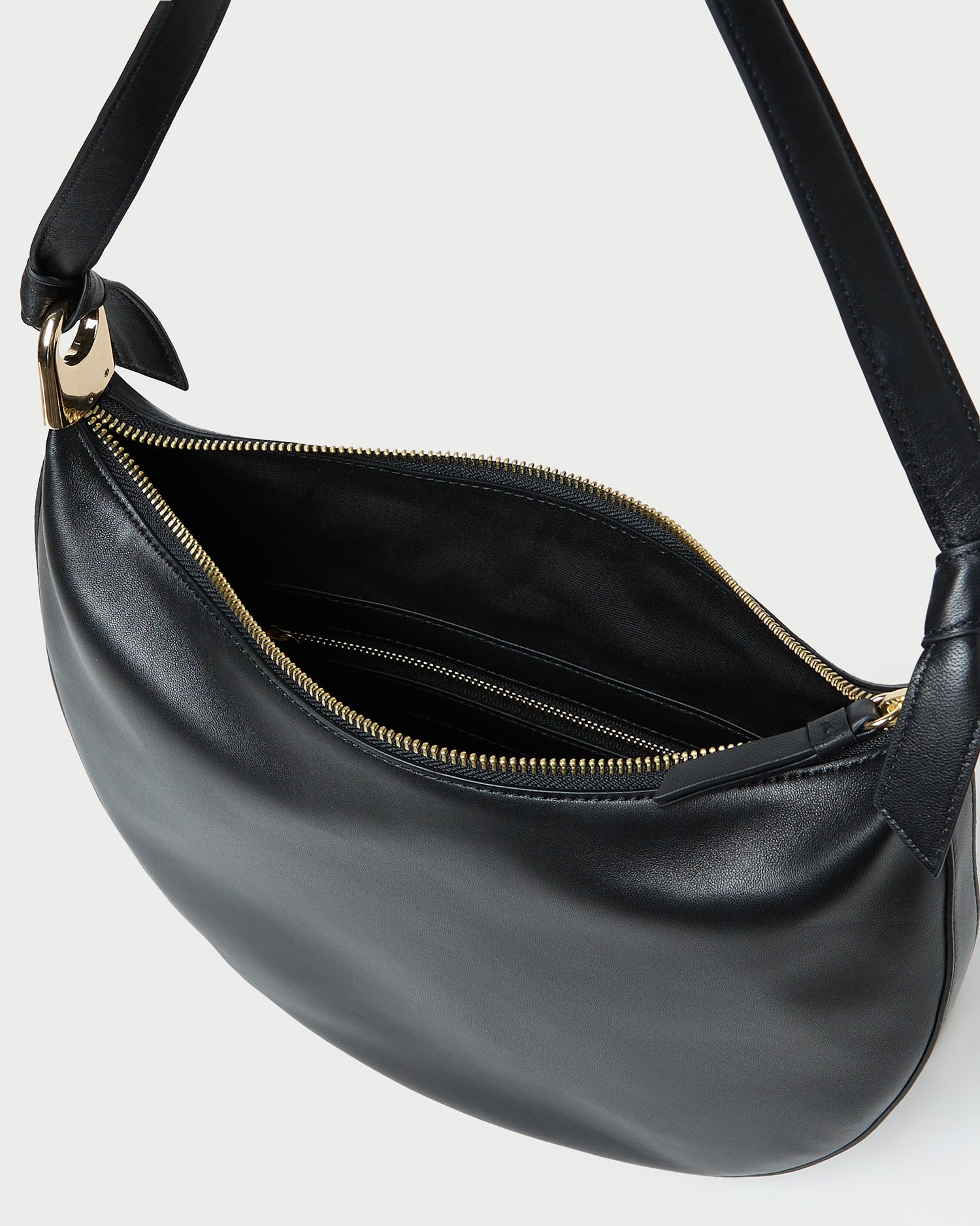 Harlow Black Leather Shoulder Bag