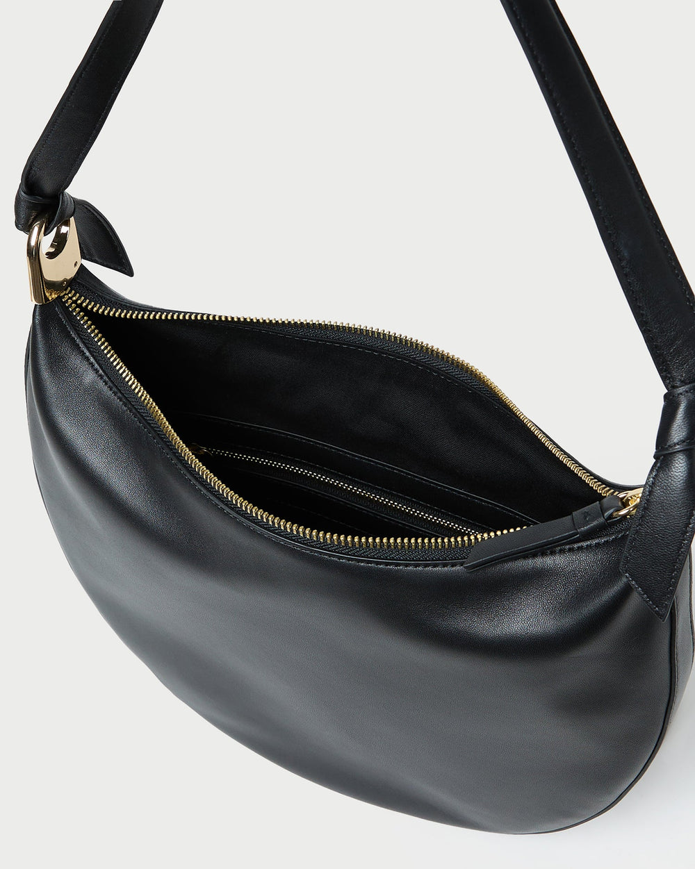 Harlow Black Leather Shoulder Bag