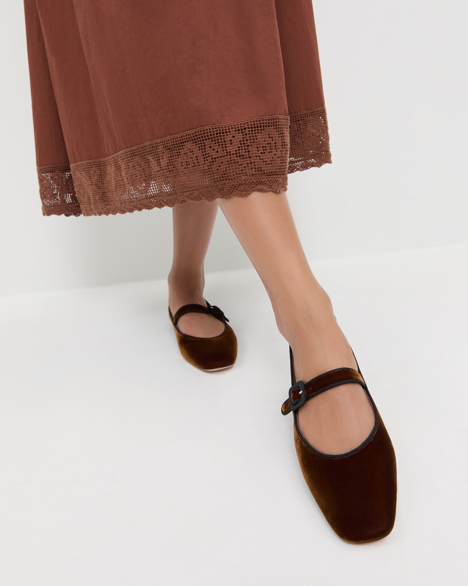 Ginger Brown Velvet Mary Jane