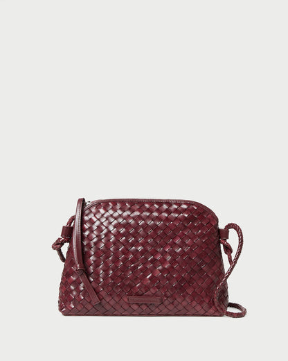 Mallory Maroon Woven Leather Crossbody