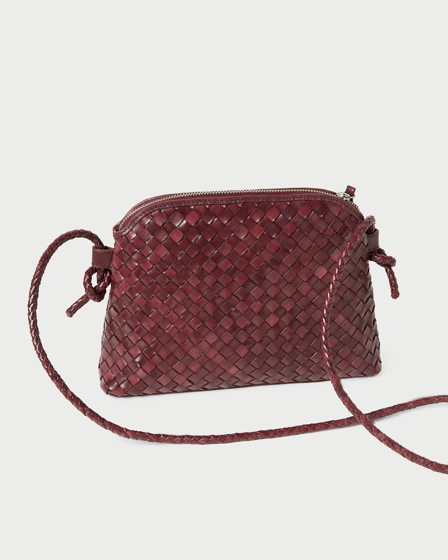Mallory Maroon Woven Leather Crossbody