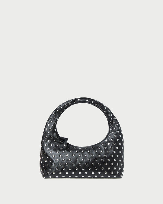 Mercer Black/Silver Leather Shoulder Bag