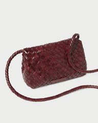 Vinnie Maroon Woven Leather Crossbody