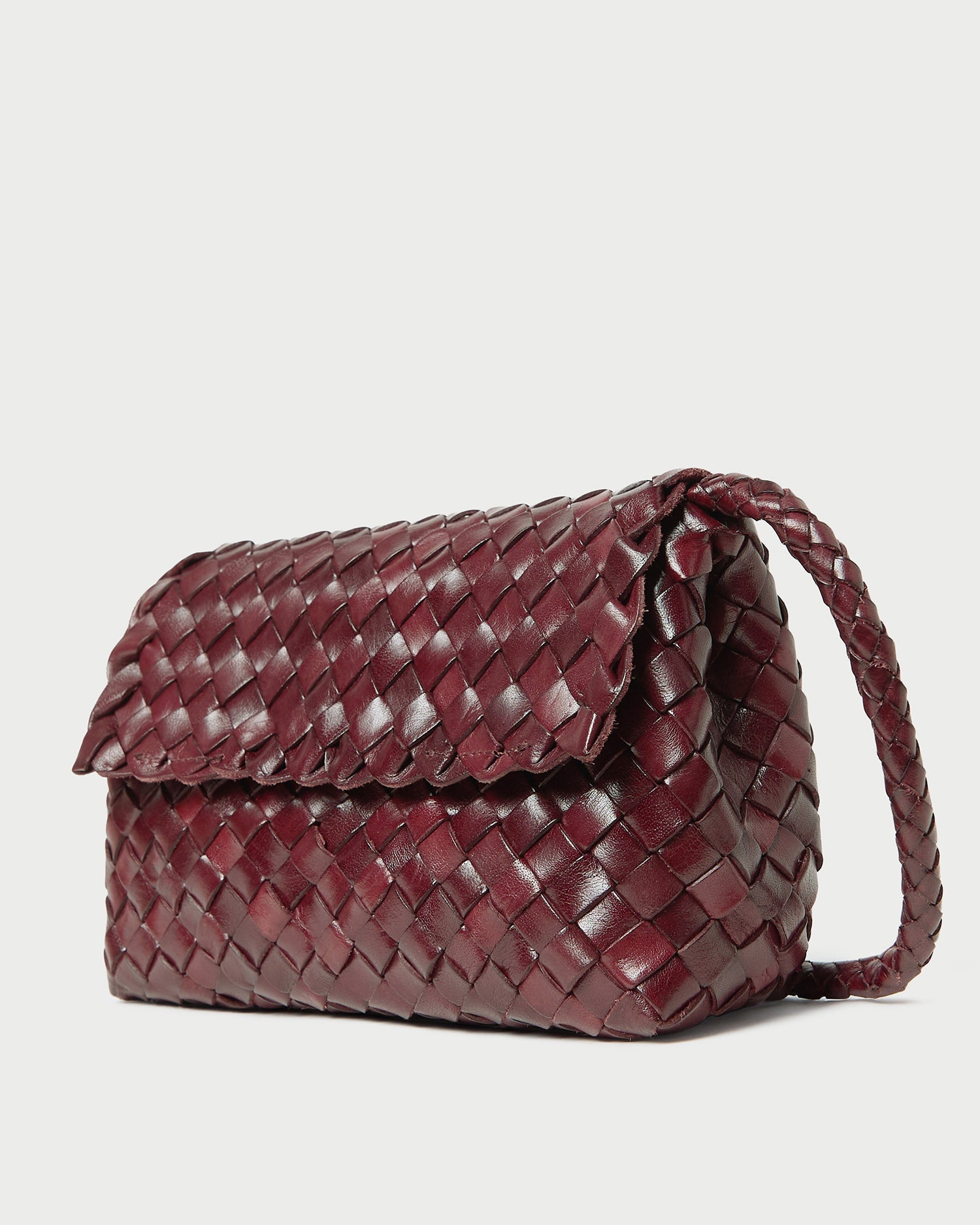 Vinnie Maroon Woven Leather Crossbody