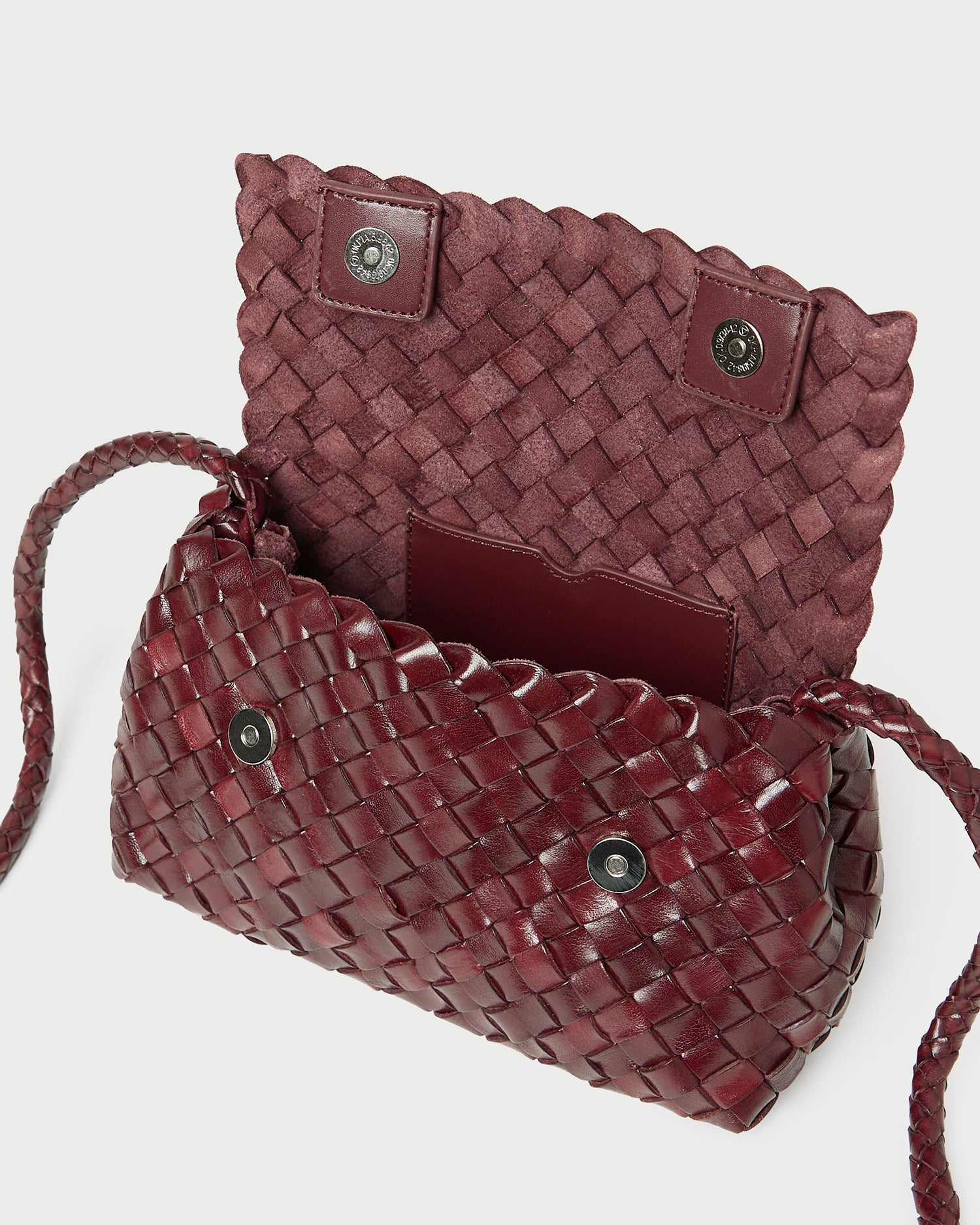 Vinnie Maroon Woven Leather Crossbody