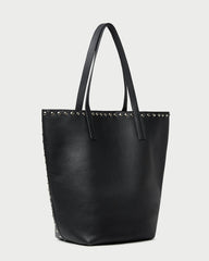 Walker Black/Silver Leather Tote