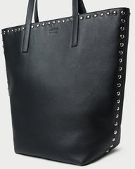 Walker Black/Silver Leather Tote