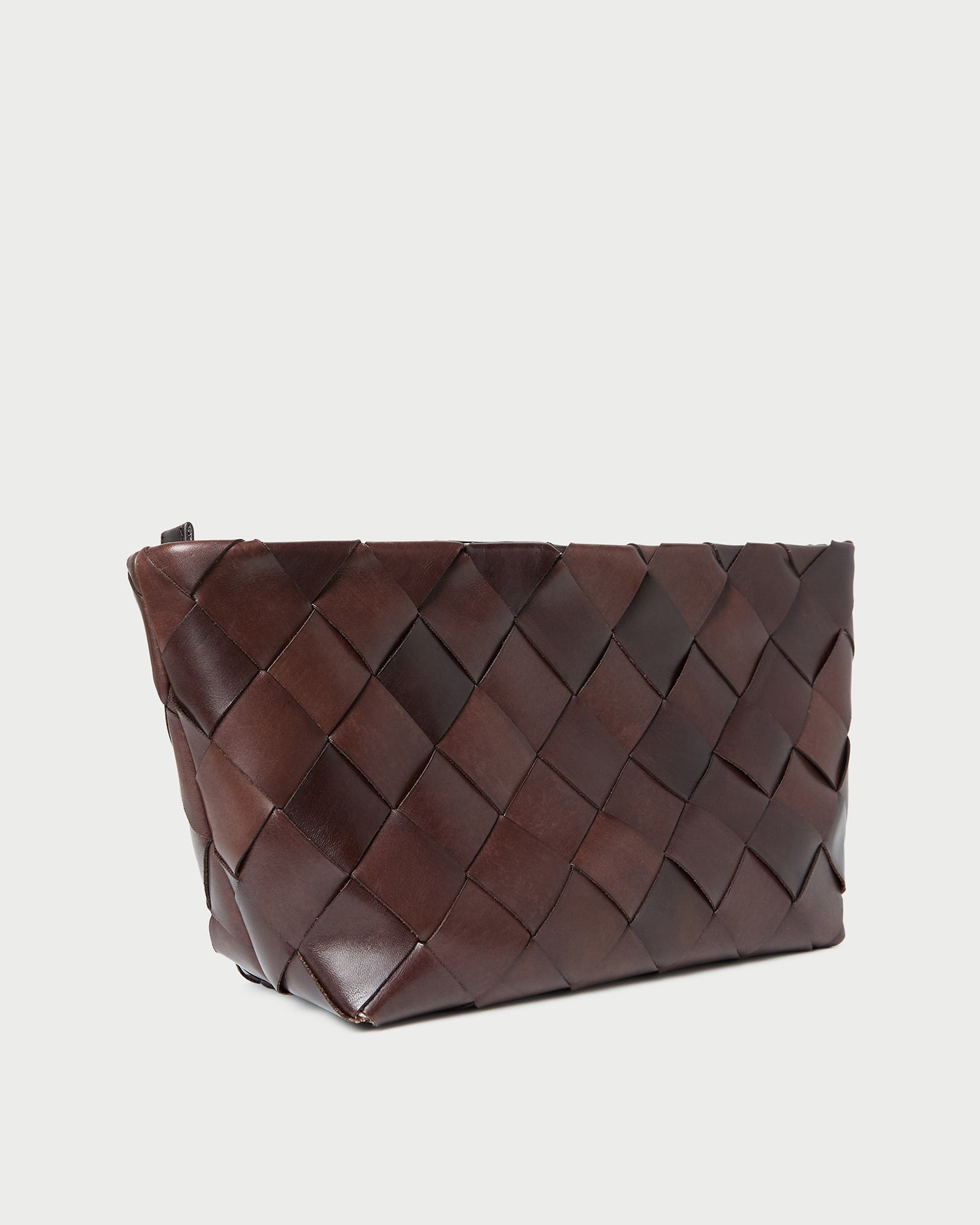 Melina Chocolate Woven Leather Clutch