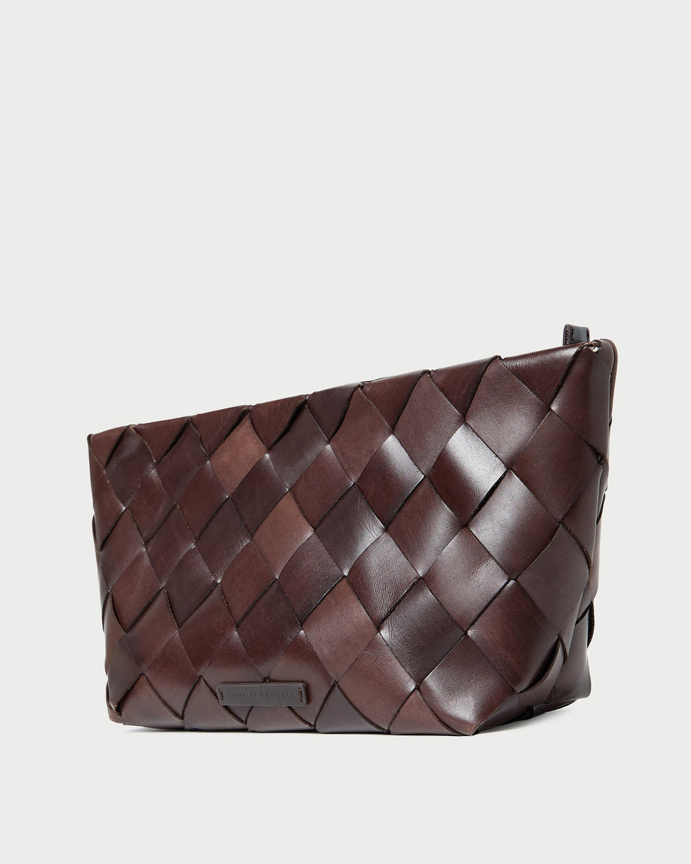 Melina Chocolate Woven Leather Clutch