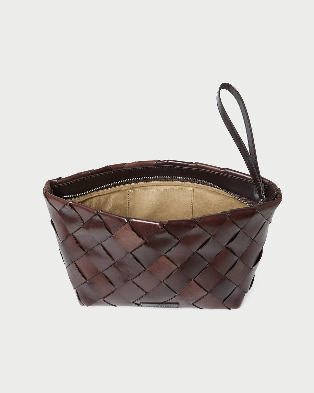 Melina Chocolate Woven Leather Clutch