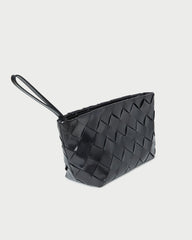 Melina Black Woven Leather Clutch