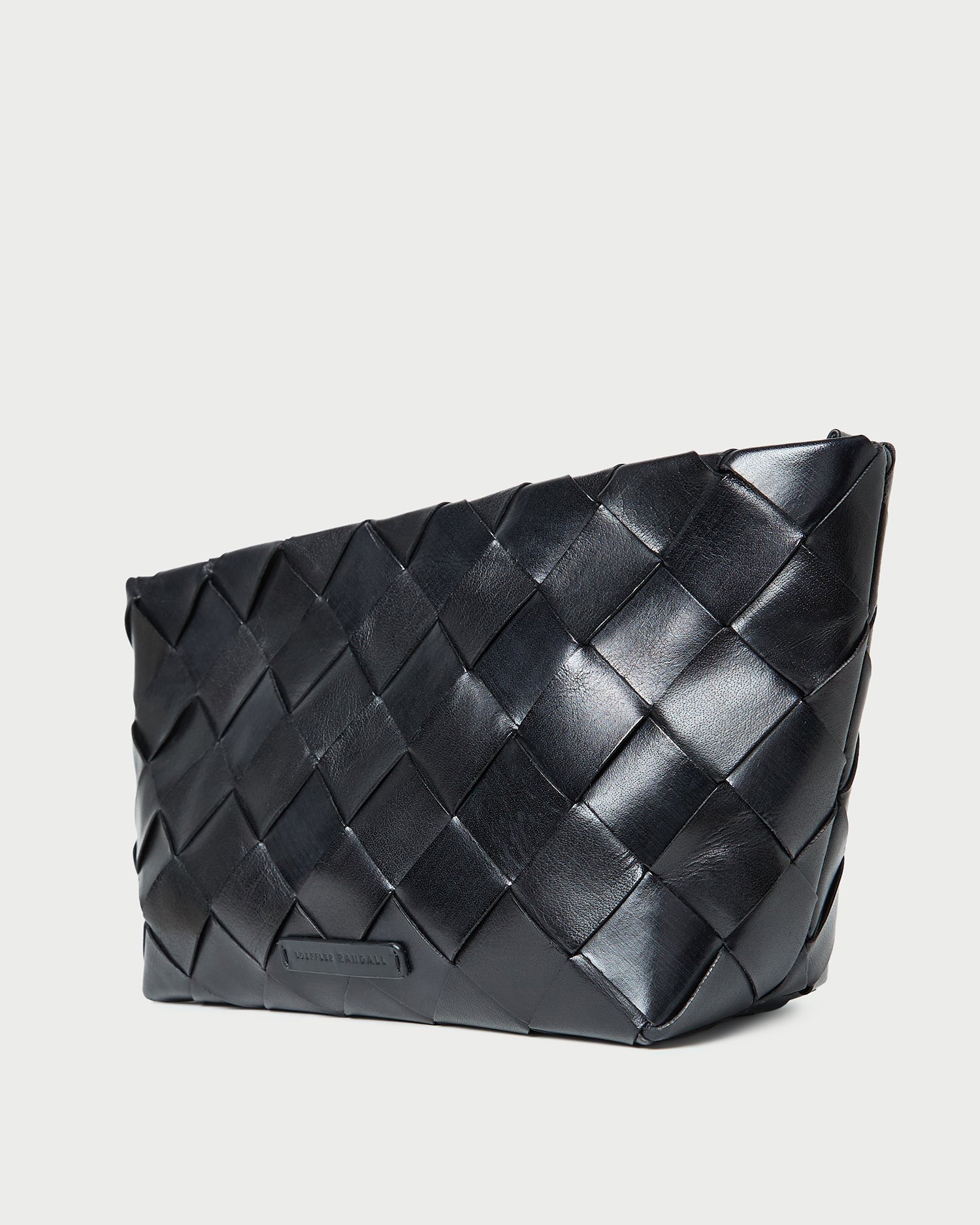 Melina Black Woven Leather Clutch
