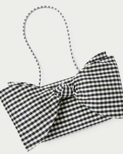 Valerie Black/White Gingham Bow Bag