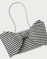 Valerie Black/White Gingham Bow Bag