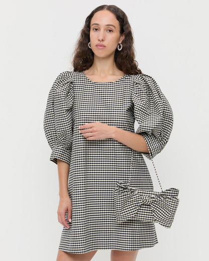 Valerie Black/White Gingham Bow Bag