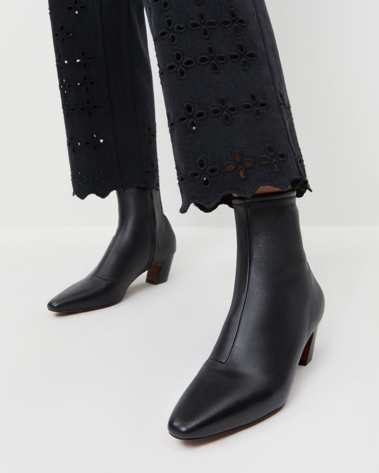 Doria Black Leather Ankle Boot