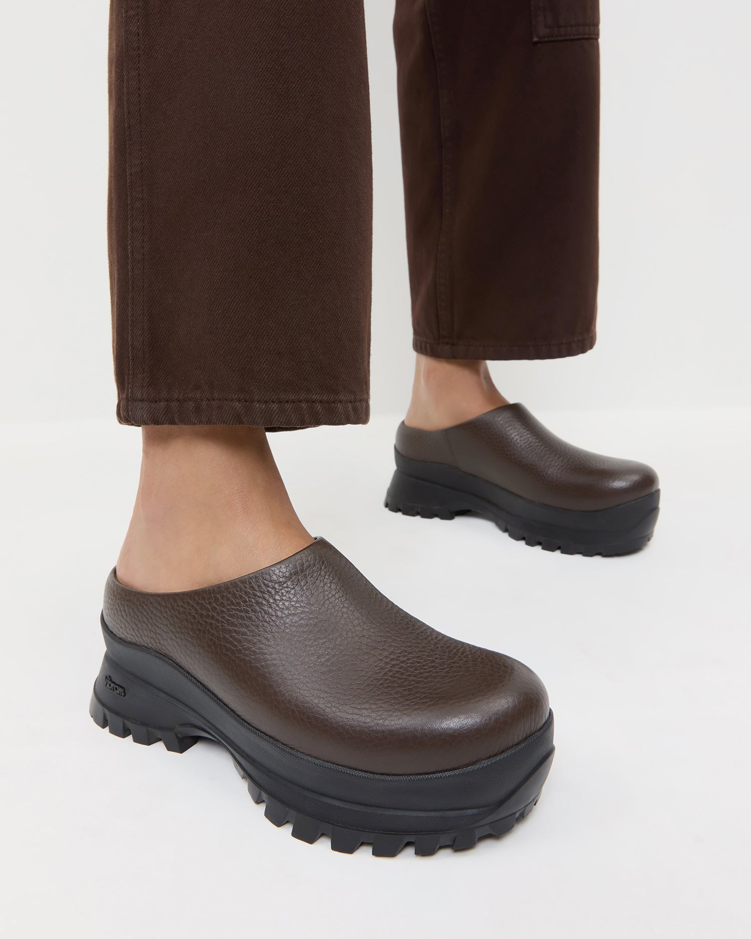 Gemma Brown Leather Lug Mule