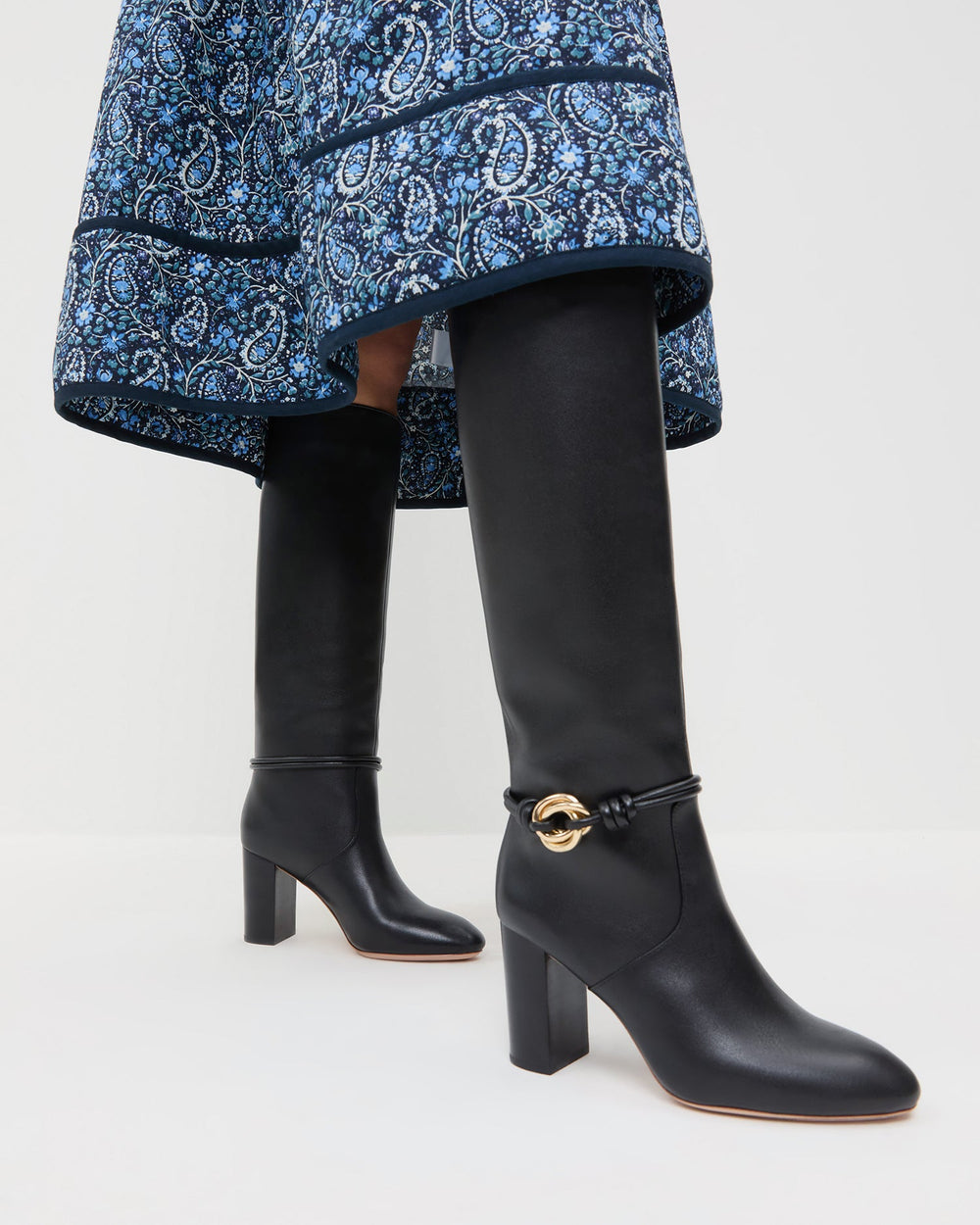Goldy Black/Gold Leather Tall Boot
