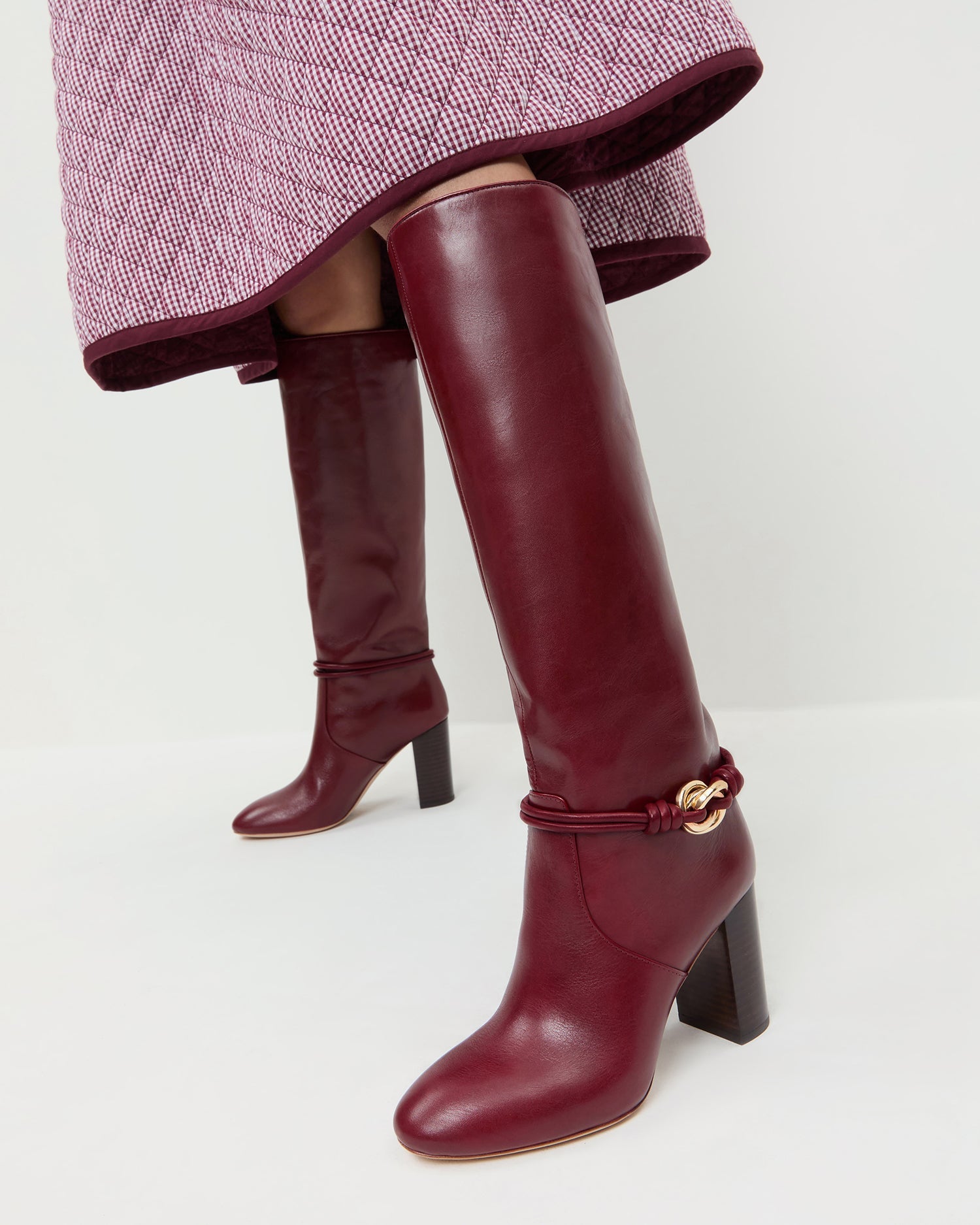 Goldy Wine/Gold Leather Tall Boot