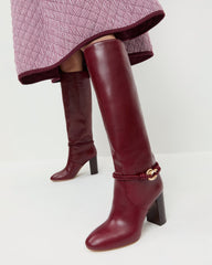 Goldy Wine/Gold Leather Tall Boot