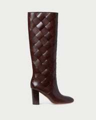 Goldy Espresso Woven Leather Tall Boot