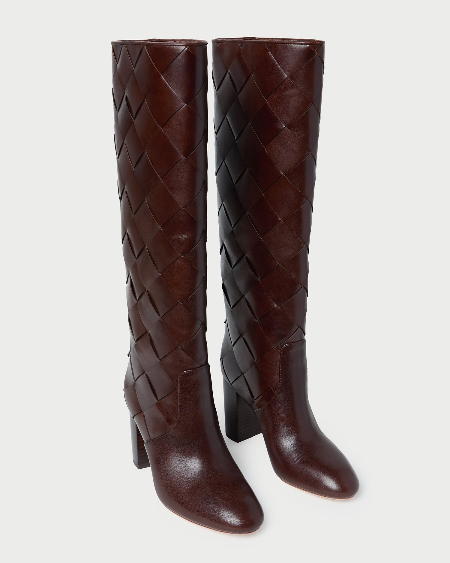 Goldy Espresso Woven Leather Tall Boot