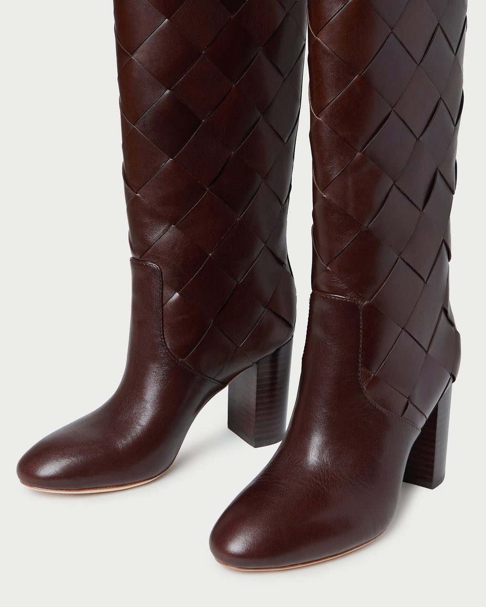 Goldy Espresso Woven Leather Tall Boot